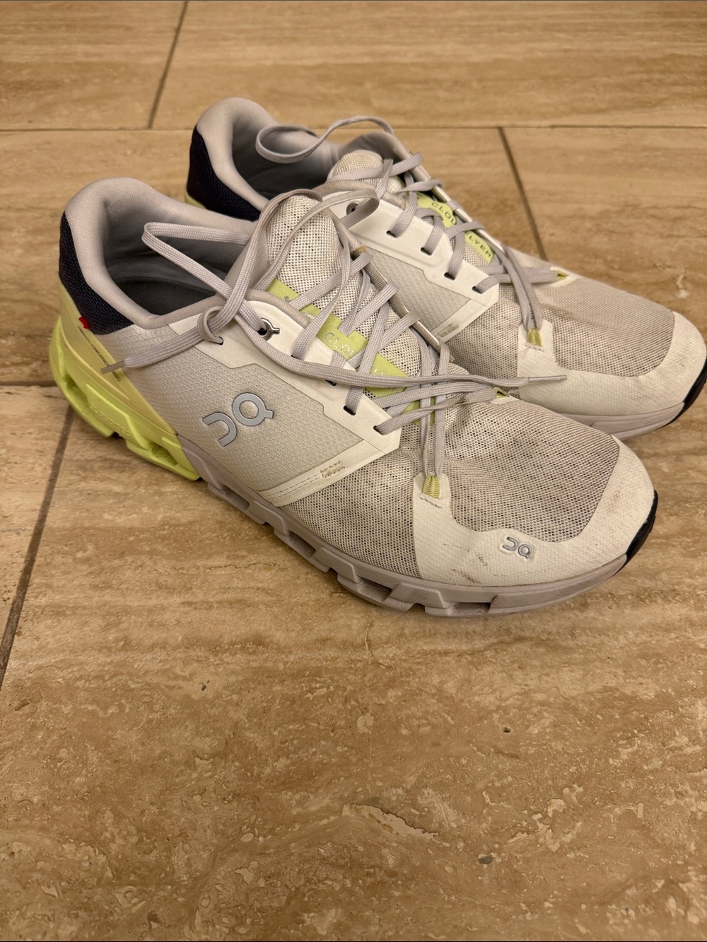 On Running White & Lime Green Men's Sneakers - Picture 2 of 5